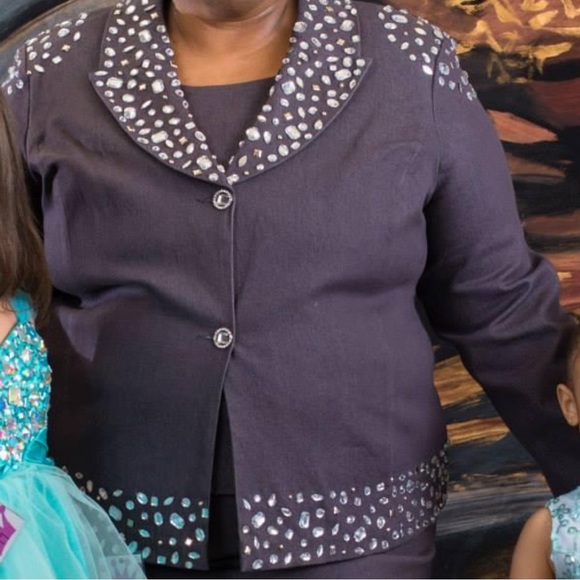 Stretch Denim size 26/28 Rhinestones Gray Three Piece, Interview, Fashion - Picture 1 of 3